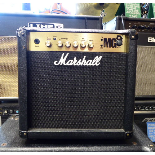 <p>15 watt guitar practice amplifier.</p><p>Condition: 1 Broken plastic corner, otherwise good.</p>