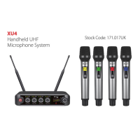<p>Pro-level features in a compact receiver with premium microphone transmitters.&nbsp;</p><p>4 handheld UHF microphones. </p><p>Supplied as a half-width 1U rack receiver.</p><p>The receiver is a true diversity type with dual antennas and internal distribution for minimizing dropouts. </p><p>The front panel has a volume control and indicator LEDs per channel alongside a colour TFT display with level indications for each channel and settings for channel frequencies and colours. </p><p>Each transmitter also has its own LCD display for frequency and battery status, with a backlight that can be set to one of 6 colours for identification. </p><p>Carrier frequencies are arranged in 10 groups with carriers in both the UK/EU license-free UHF and PMSE licensed duplex gap UHF bands. </p><p>Each set is supplied with hardware for mounting into a 1U rack space with extension cables to enable front mounting of the antennas. For a wireless microphone system with straightforward operation and intuitive features, the XU series delivers freedom and reliable operation to vocalists, presenters and instructors in a compact and convenient package.<br /><br />&nbsp;&nbsp;</p>